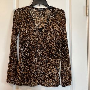 NWOT Inc two piece Leopard mesh lace up top with a black camisole for coverage.